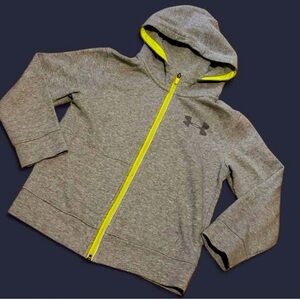Under Armour Youth Gray Hoodie with Neon Yellow Zipper